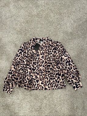 Fate Girls Leopard Print Button-Up Blouse - Pink & Black